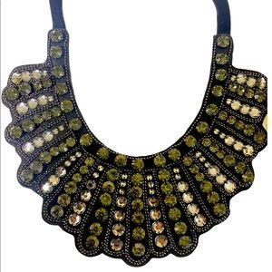 Eye Candy Gray and black rhinestone bib necklace
